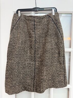 Vintage Talbots Wool Chic Y2K Brown Tweed A-Line Skirt Plus Size 16 Petite